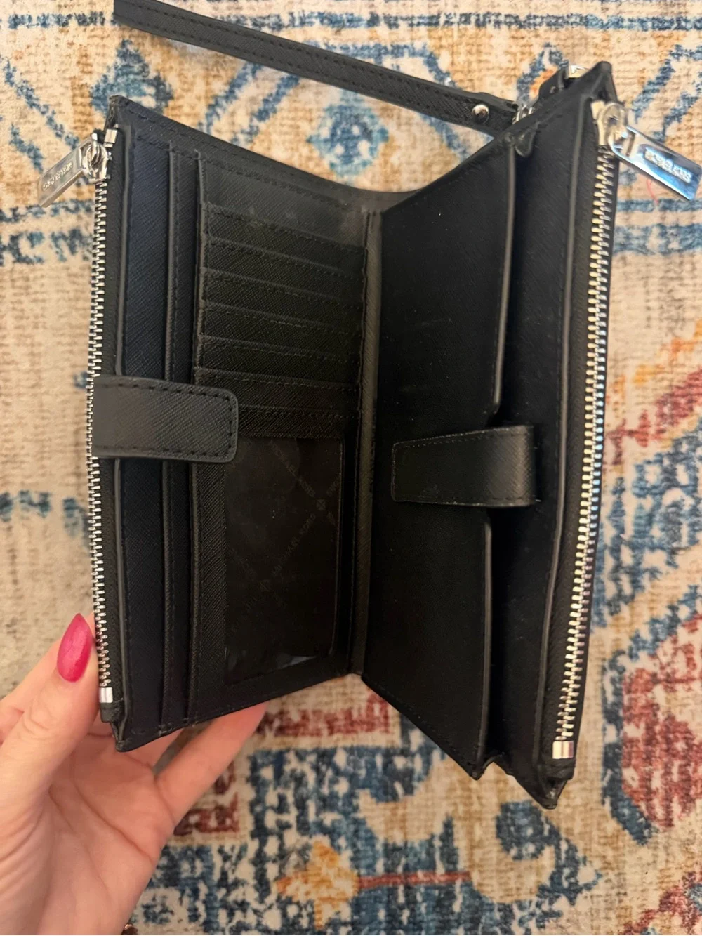 Michael Kors Adele Black Leather Wristlet Wallet